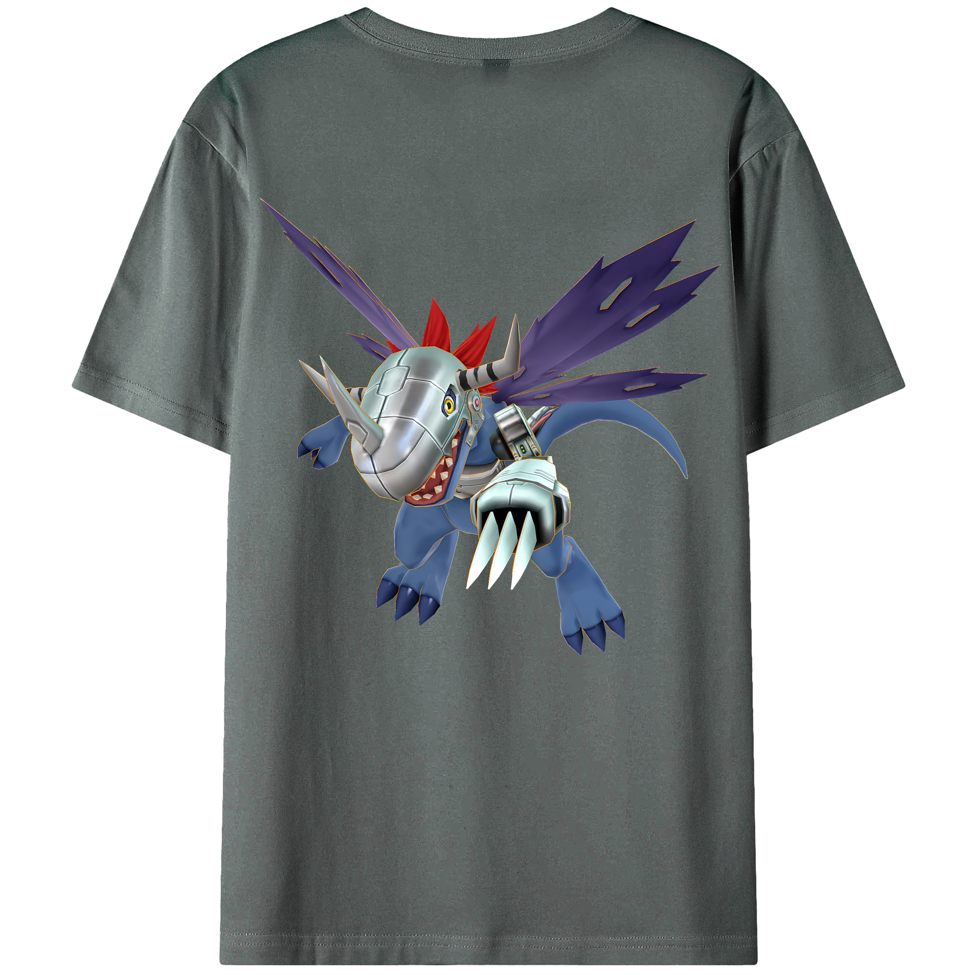 （画像用） Digimon デジタルモンスター/デジモン 綿100％ メンズ半袖Tシャツ（バックプリント） 通気性